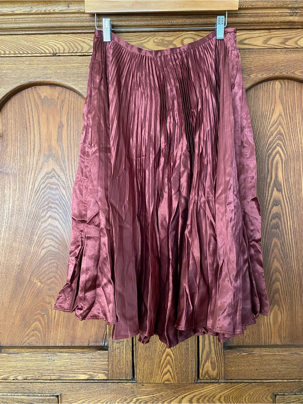 Vince anise rust red brown burgundy pleated skirt knee midi 4 S M 6 28” waist